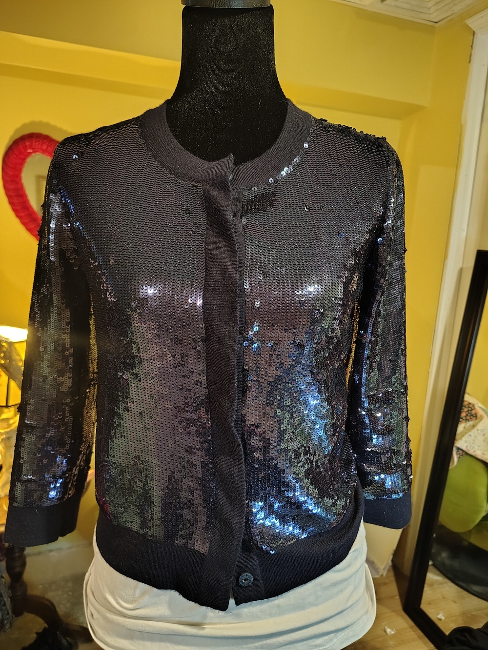 J. Crew Navy Blue Sequin Cardigan
